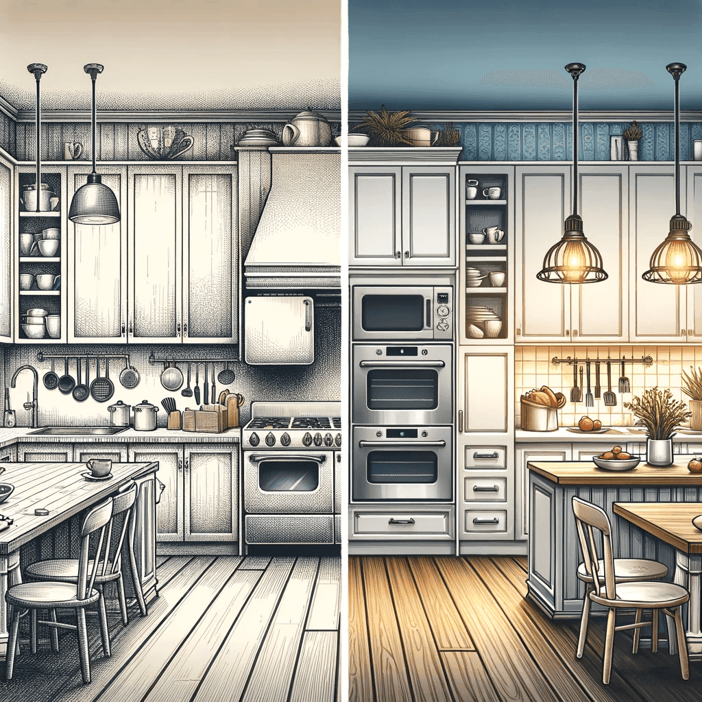 Vergleich gebrauchte küche links maßgefertigte Küche rechts